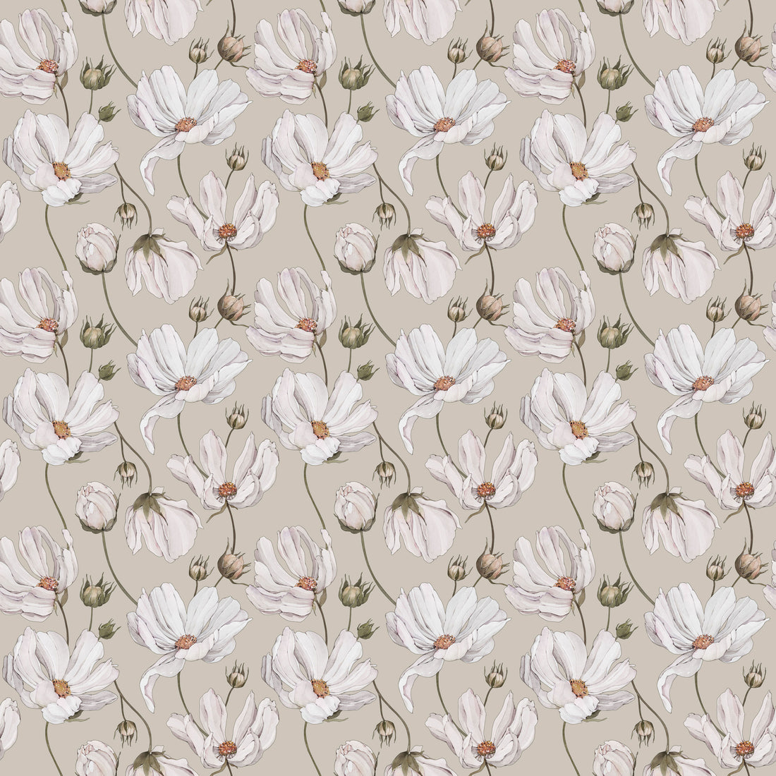 Daisies Wallpaper - Beige - Summer Gray
