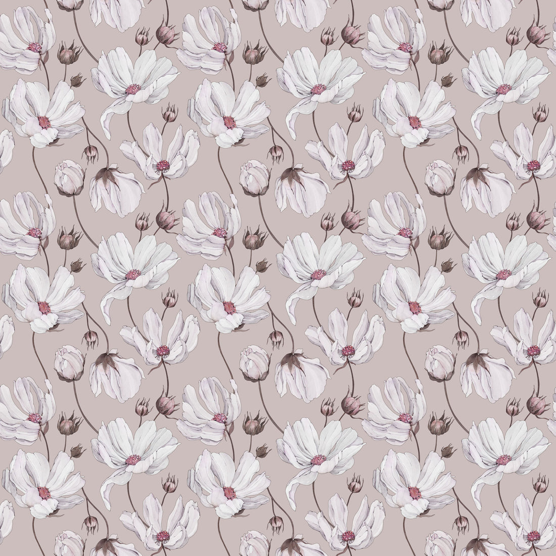 Daisies Wallpaper - Pink - Summer Gray

