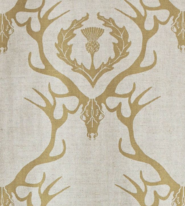 Deer Damask Fabric - Gold - BGF010-103 - Barneby Gates
