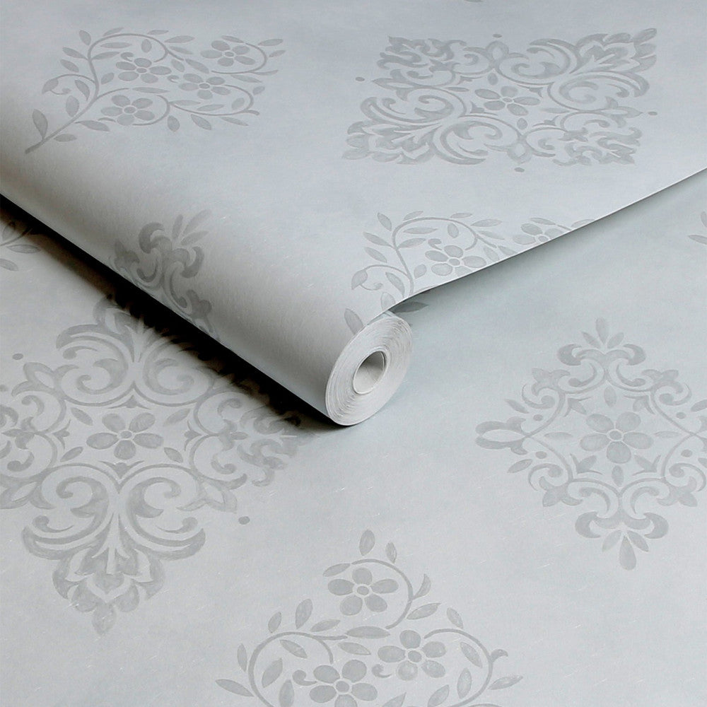 Diamond Motif Wallpaper - Blue - Shabby Chic
