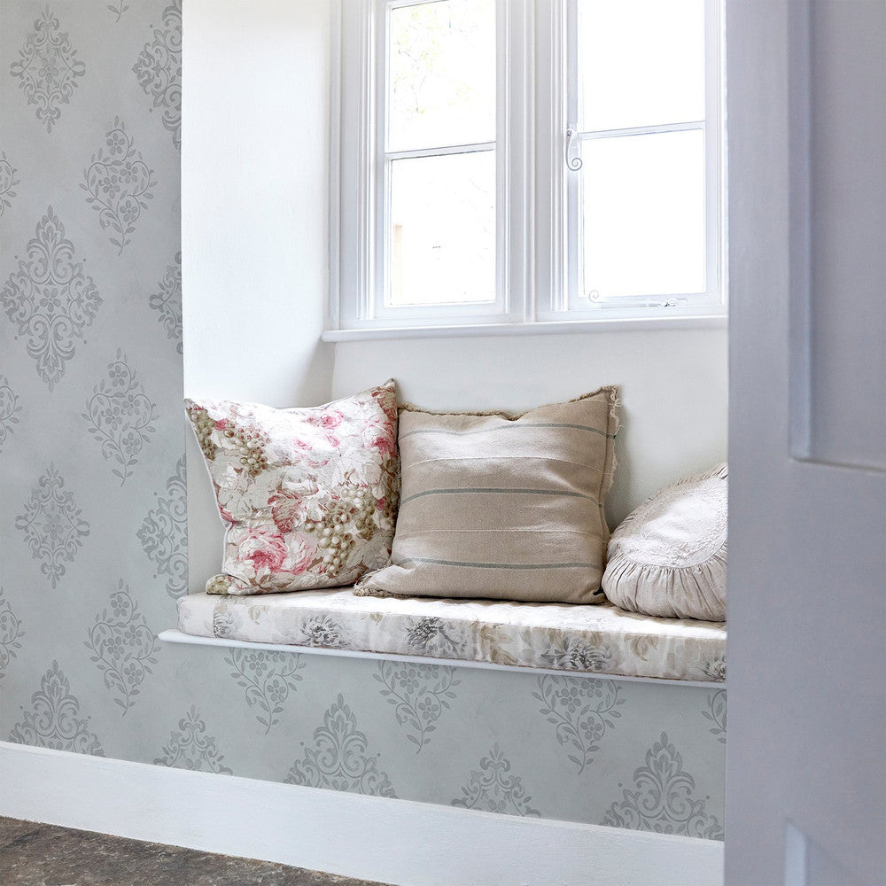 Diamond Motif Wallpaper - Blue - Shabby Chic