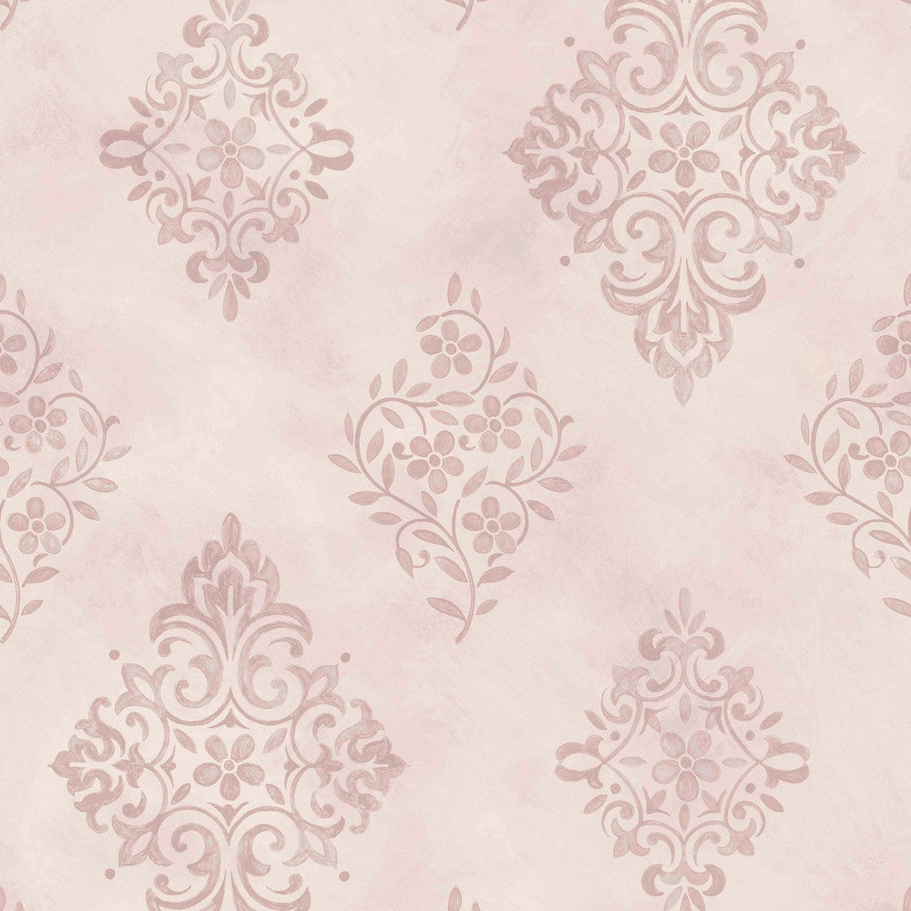 Diamond Motif Wallpaper - Pink - Shabby Chic