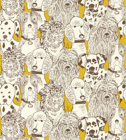 Doggy Day Care Wallpaper - Mustard - NHAW112945 - Scion