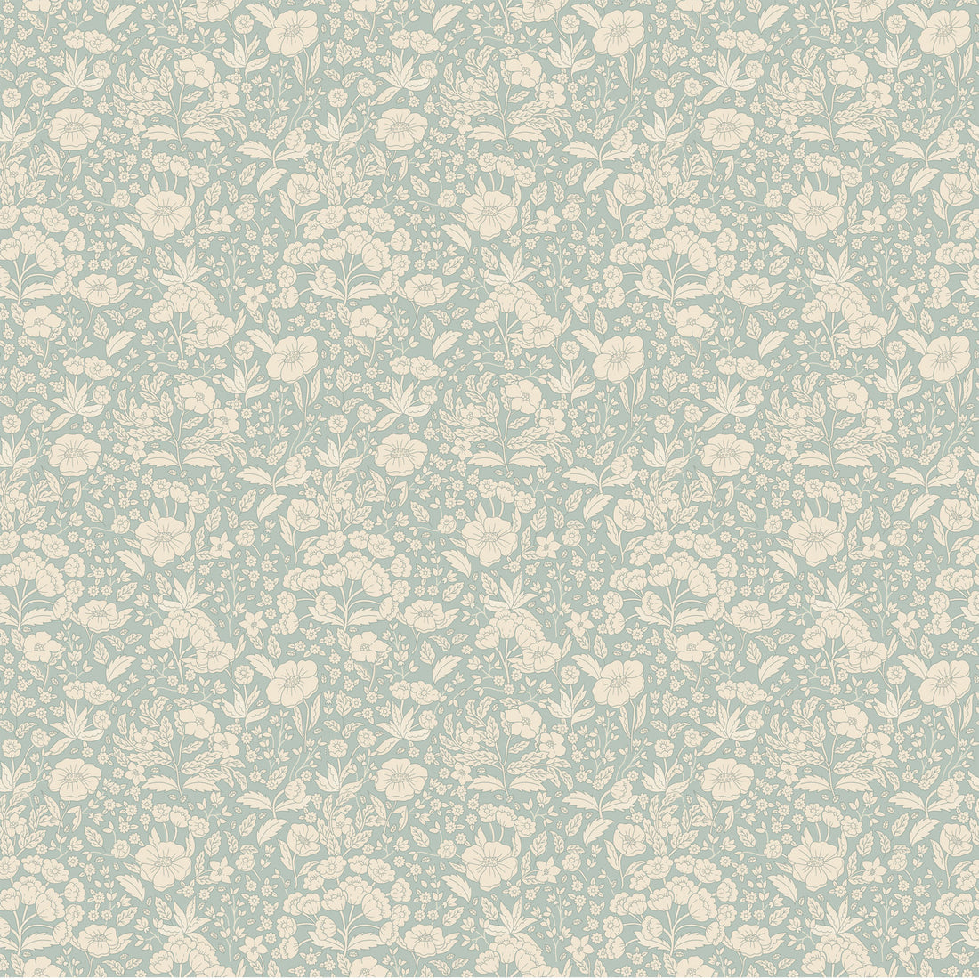 Doris Wallpaper - Dusty Blue - Summer Gray
