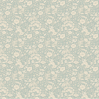 Doris Wallpaper - Dusty Blue - Summer Gray
