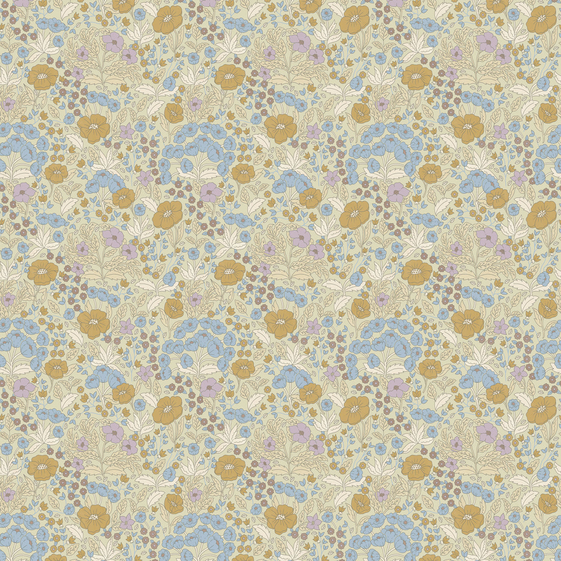Doris Wallpaper - Lilac & Mustard - Summer Gray
