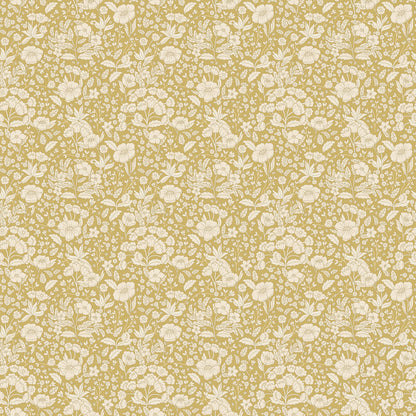 Doris Wallpaper - Mustard - Summer Gray
