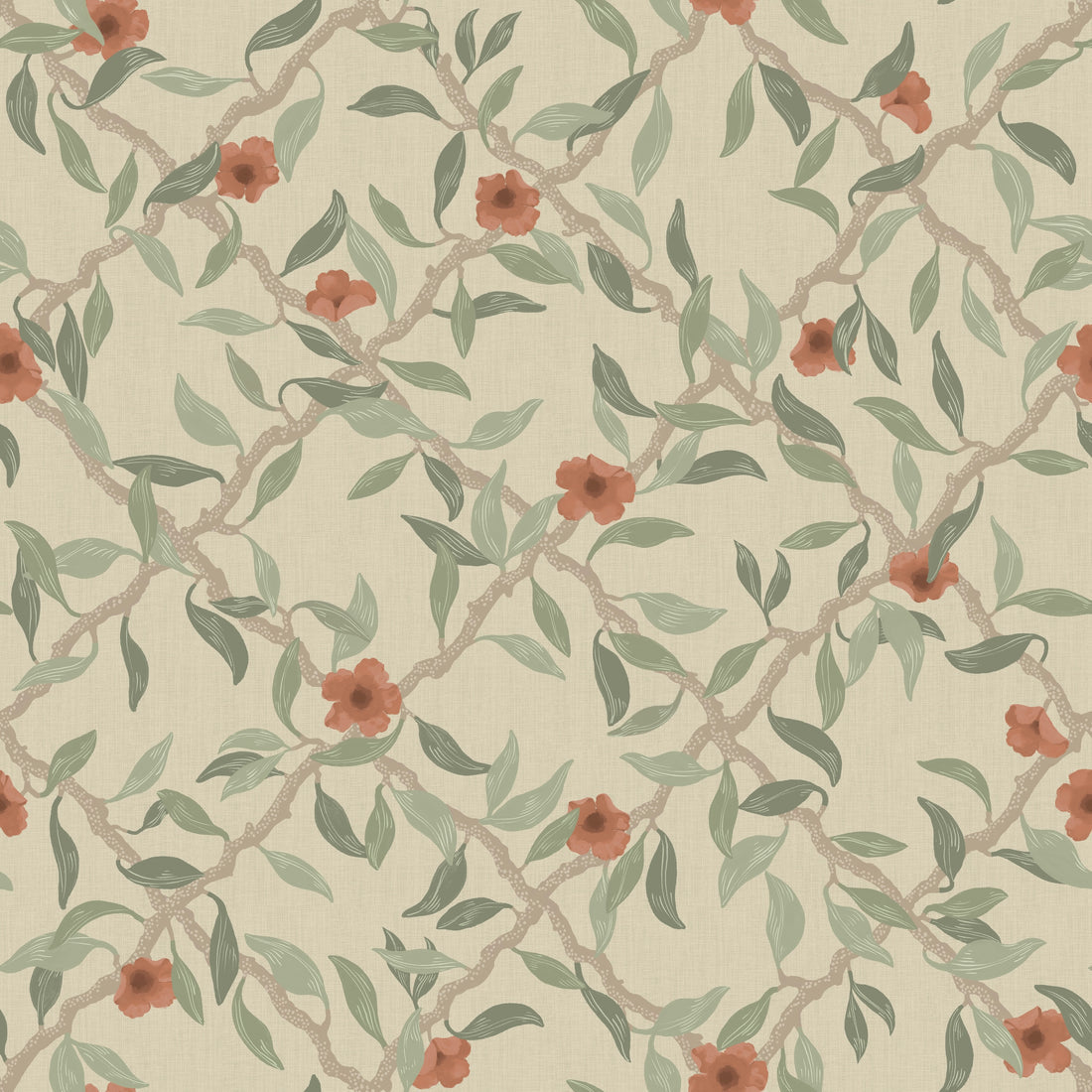 Espalier Wallpaper - Beige - Summer Gray
