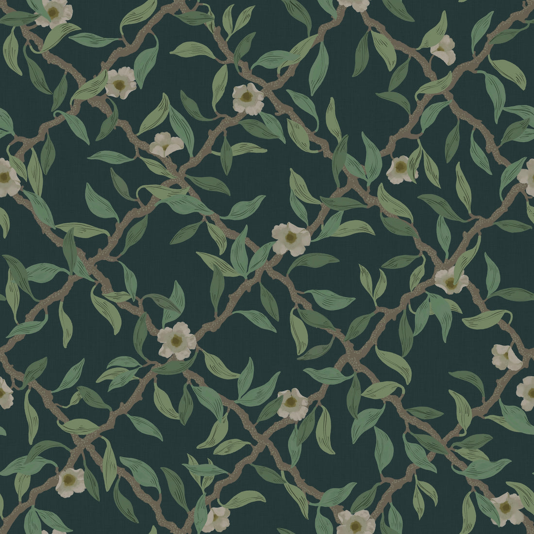 Espalier Wallpaper - Midnight blue - Summer Gray
