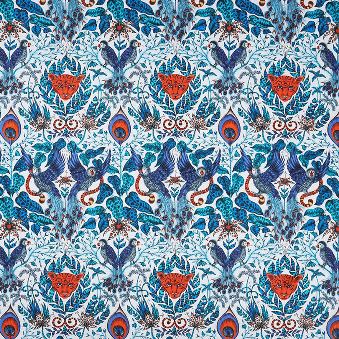 Amazon Cotton Satin Fabric - Blue - Emma J Shipley