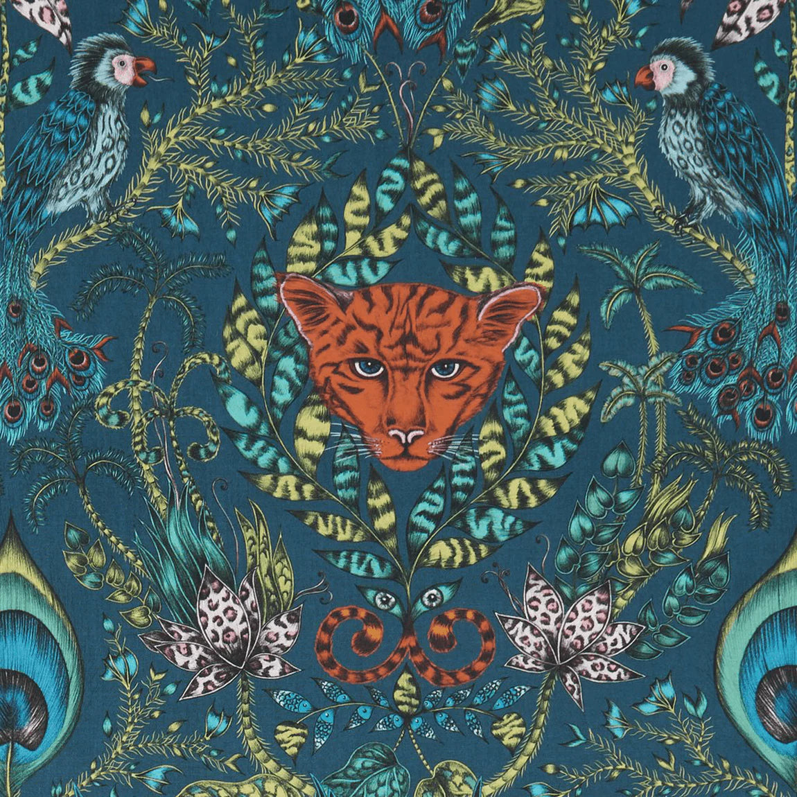 Amazon Cotton Satin Fabric - Teal - Emma J Shipley