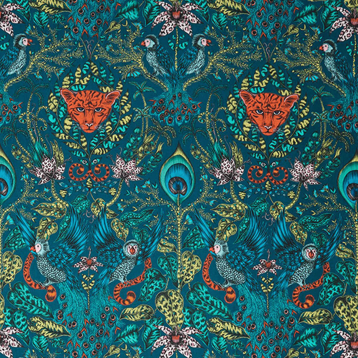 Amazon Cotton Satin Fabric - Teal - Emma J Shipley