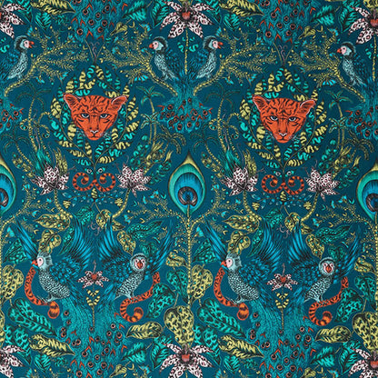 Amazon Cotton Satin Fabric - Teal - Emma J Shipley