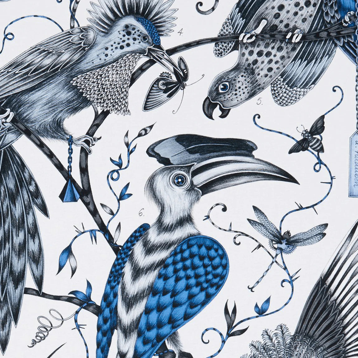 Audubon Cotton Satin Fabric - Blue - Emma J Shipley
