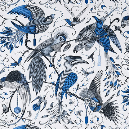 Audubon Cotton Satin Fabric - Blue - Emma J Shipley