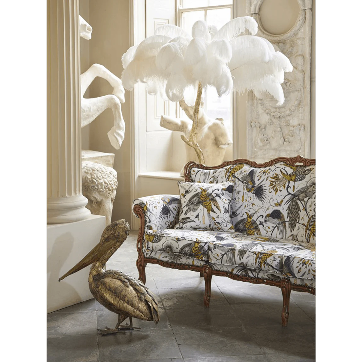 Audubon Cotton Satin Fabric - Gray - Emma J Shipley