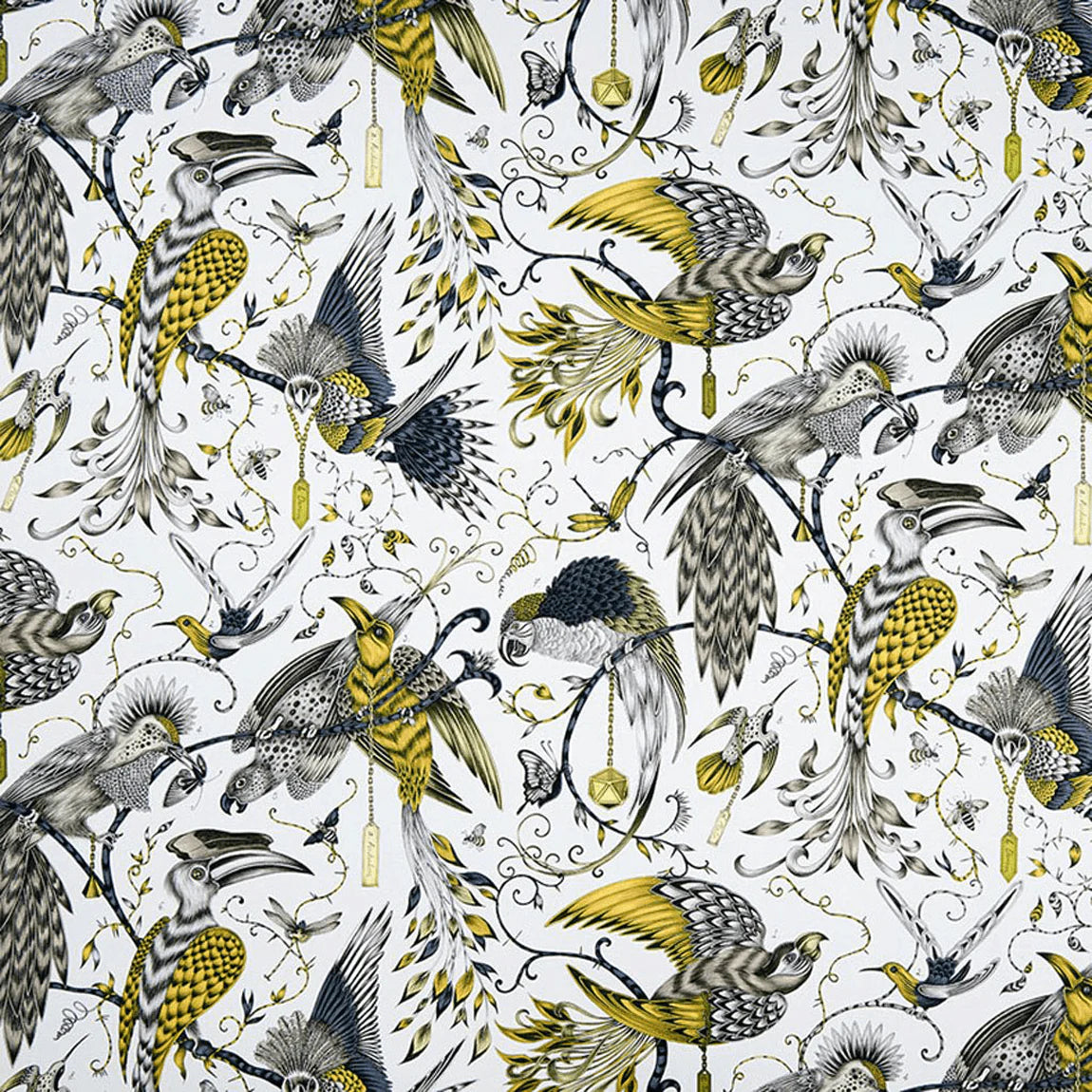 Audubon Cotton Satin Fabric - Gray - Emma J Shipley