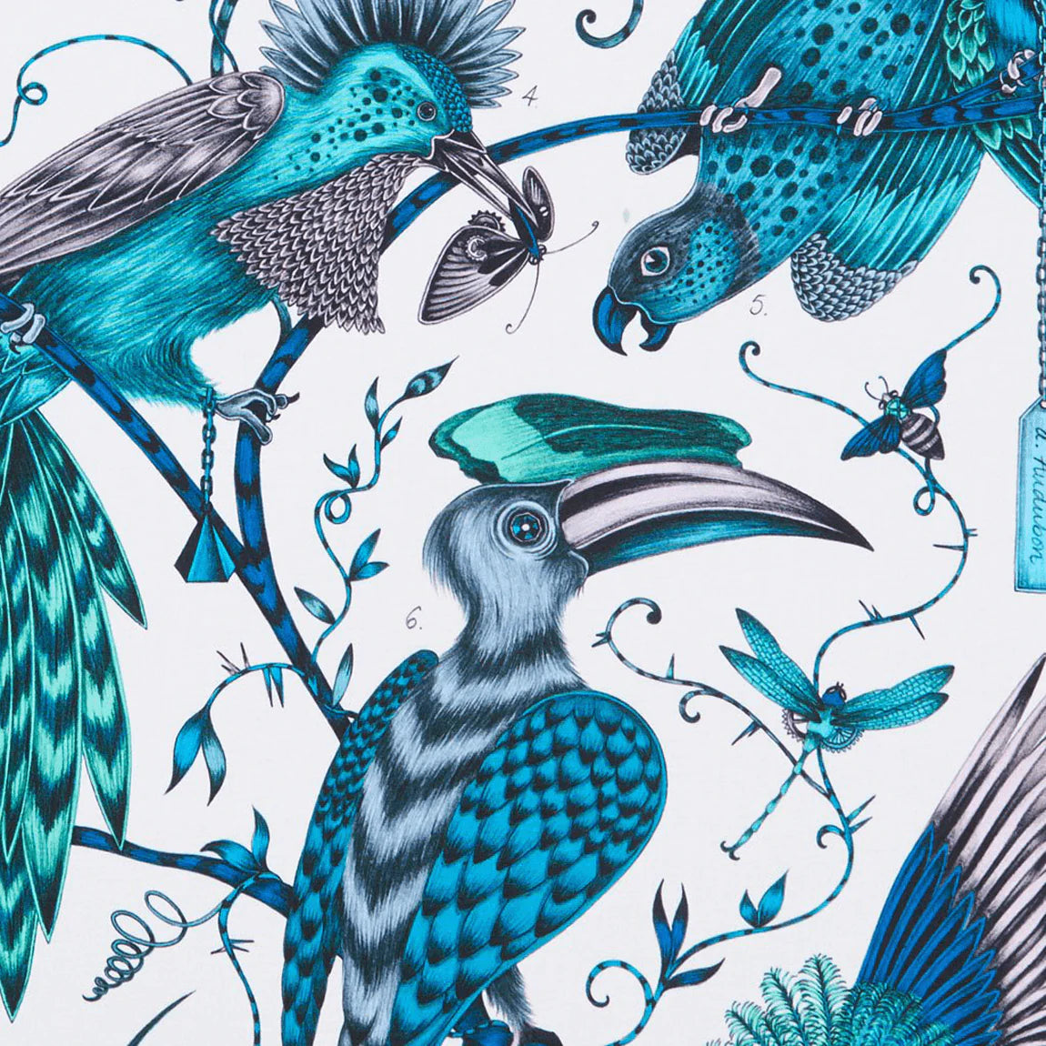 Audubon Cotton Satin Fabric - Teal - Emma J Shipley
