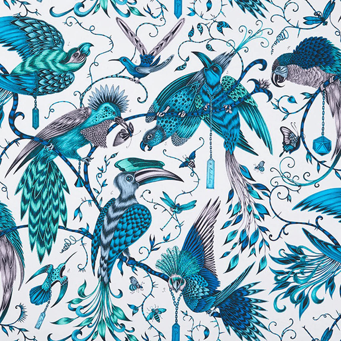 Audubon Cotton Satin Fabric - Teal - Emma J Shipley