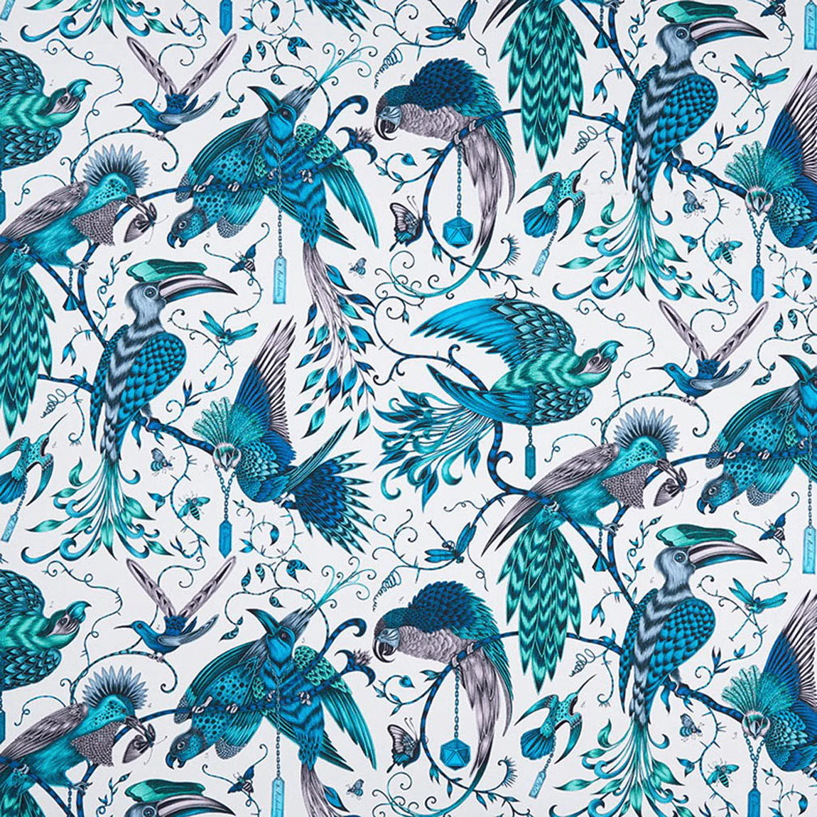 Audubon Cotton Satin Fabric - Teal - Emma J Shipley