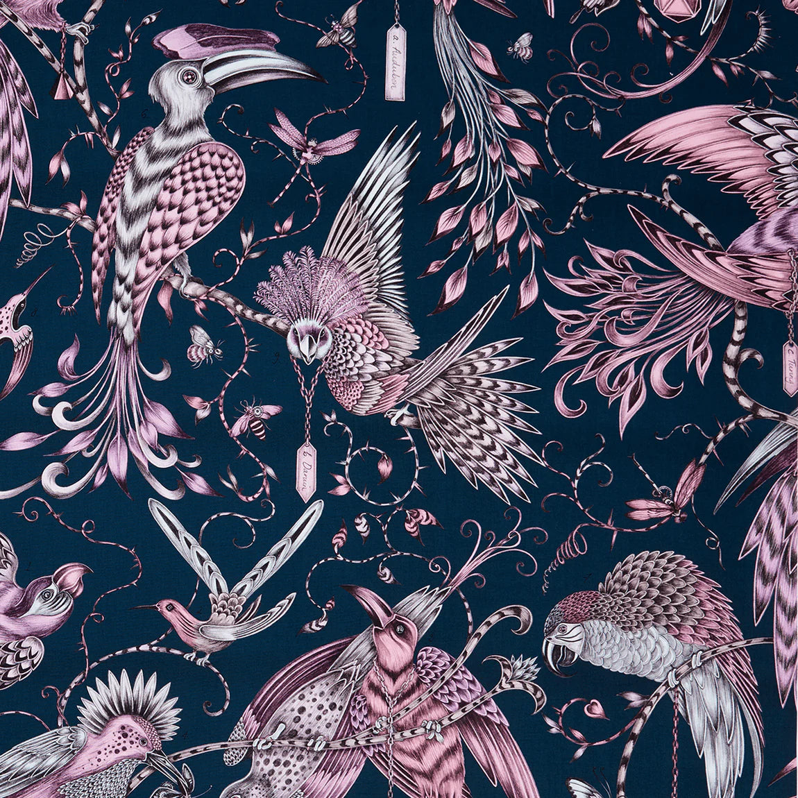 Audubon Cotton Satin Fabric - Purple - Emma J Shipley
