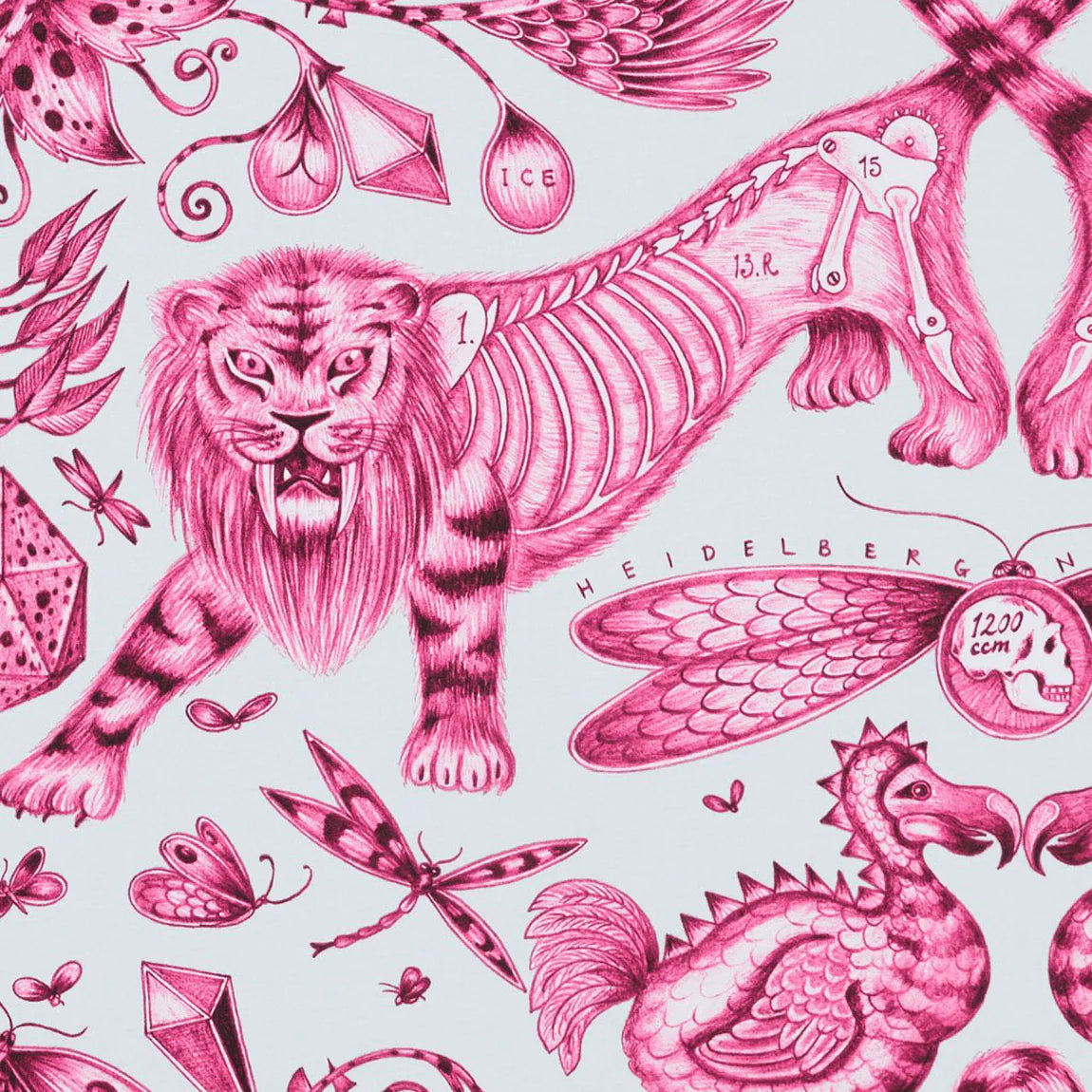 Extinct Cotton Satin Fabric - Pink - Emma J Shipley