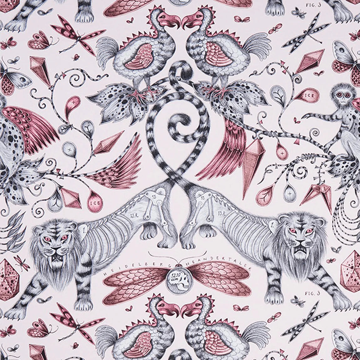 Extinct Cotton Satin Fabric - Gray - Emma J Shipley