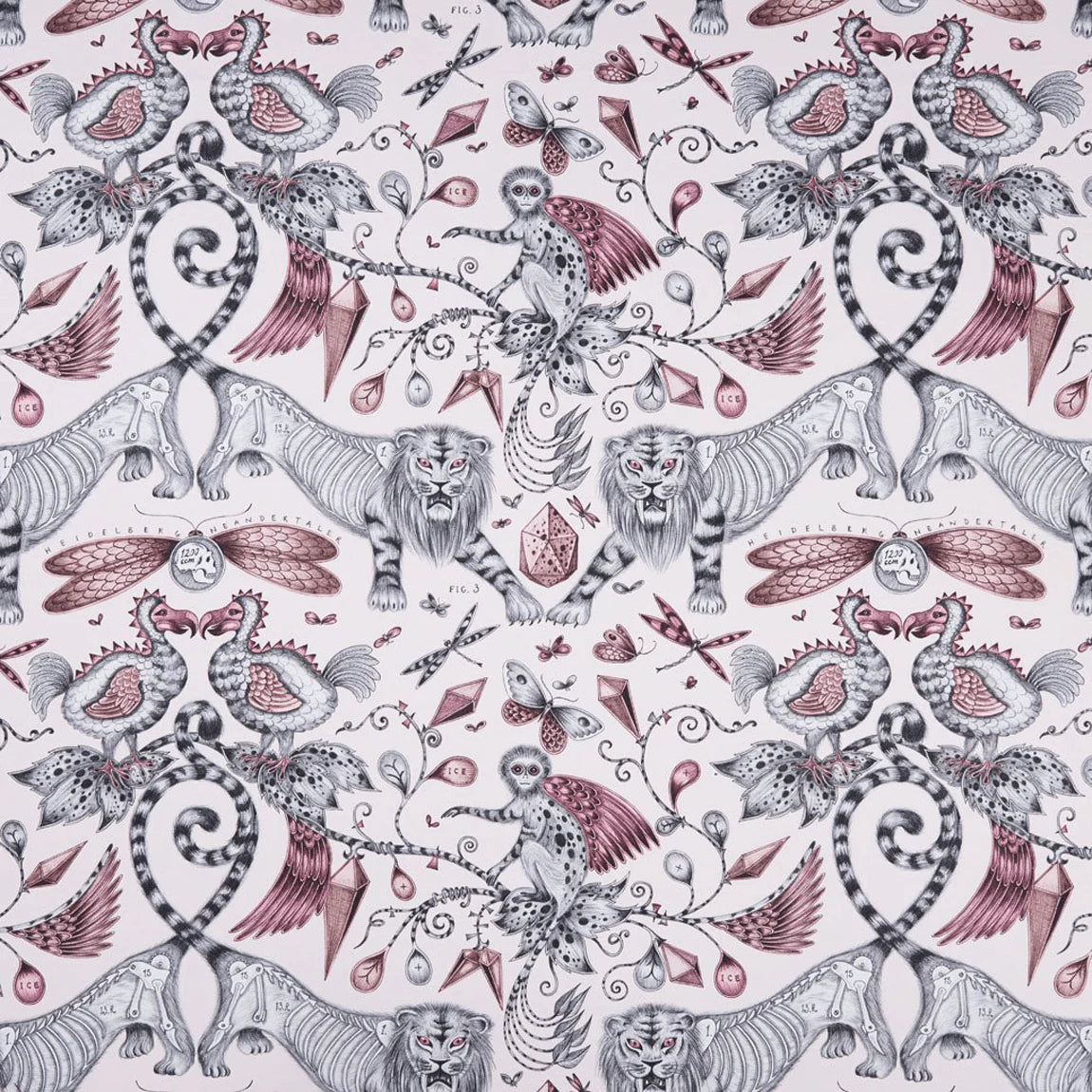 Extinct Cotton Satin Fabric - Gray - Emma J Shipley