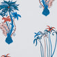 Jungle Palms Cotton Satin Fabric - Blue - Emma J Shipley