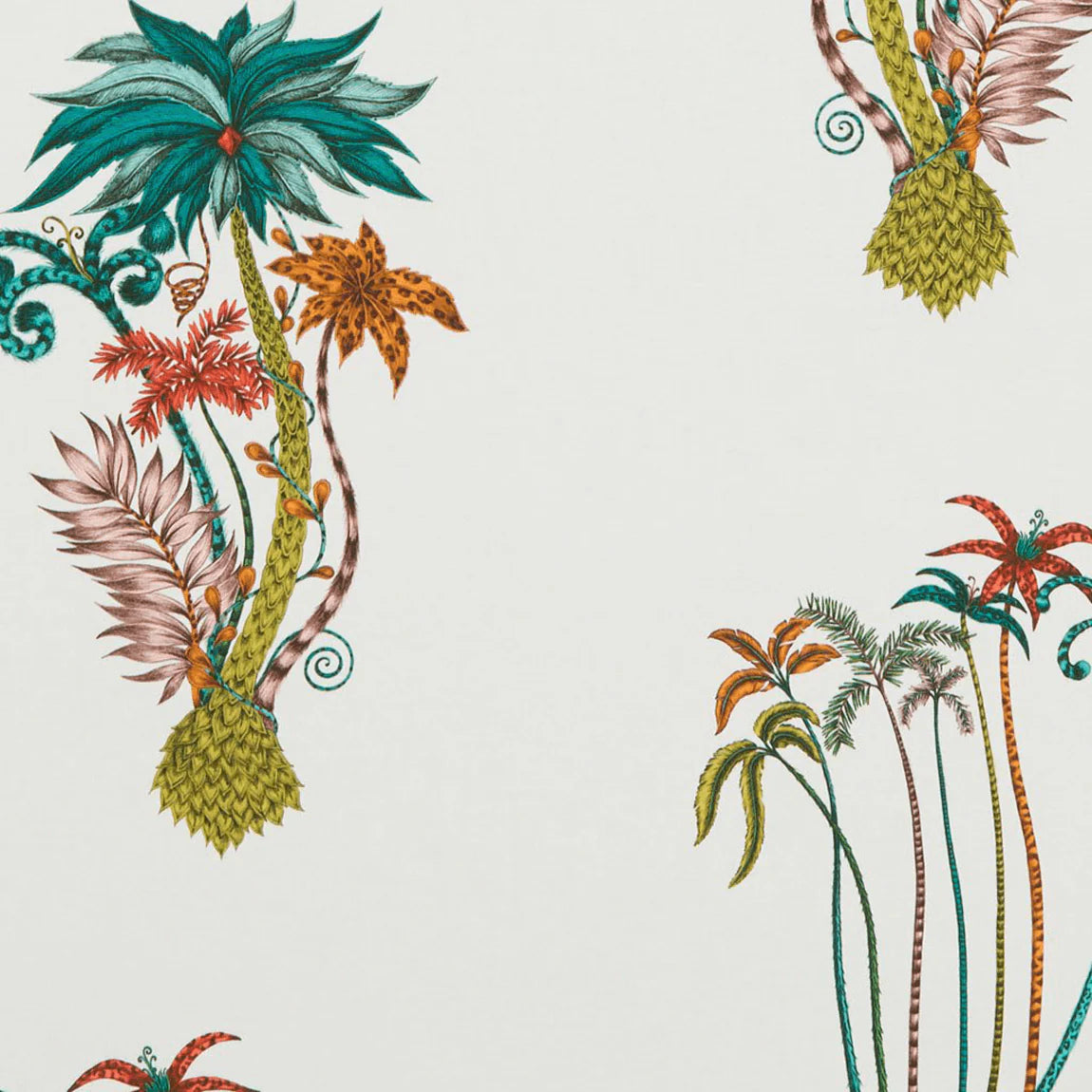 Jungle Palms Cotton Satin Fabric - Green - Emma J Shipley