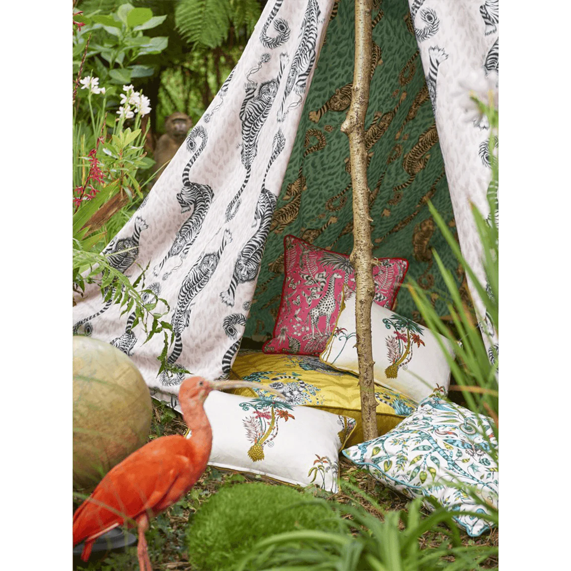 Jungle Palms Cotton Satin Fabric - Green - Emma J Shipley