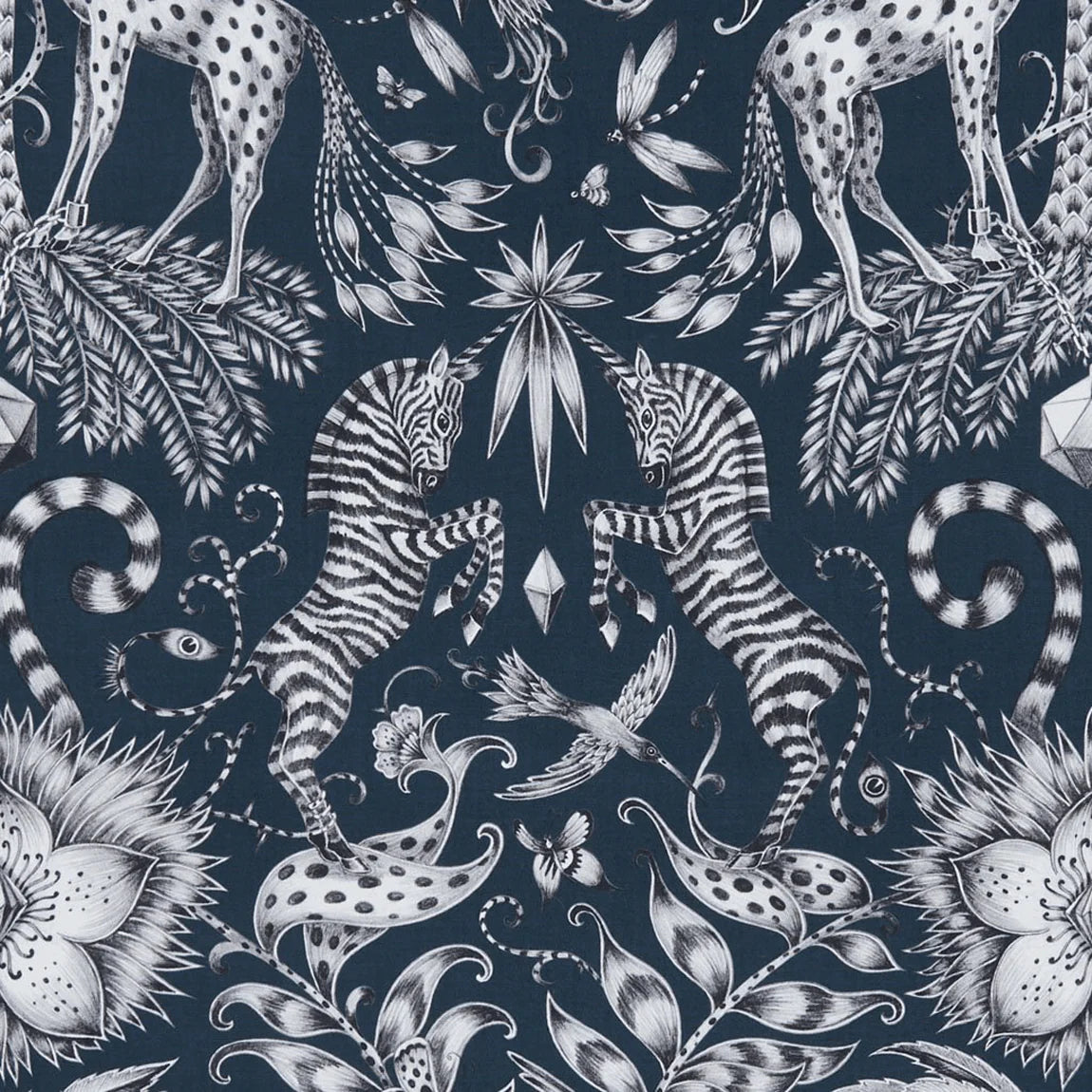 Kruger Cotton Satin Fabric - Blue - Emma J Shipley