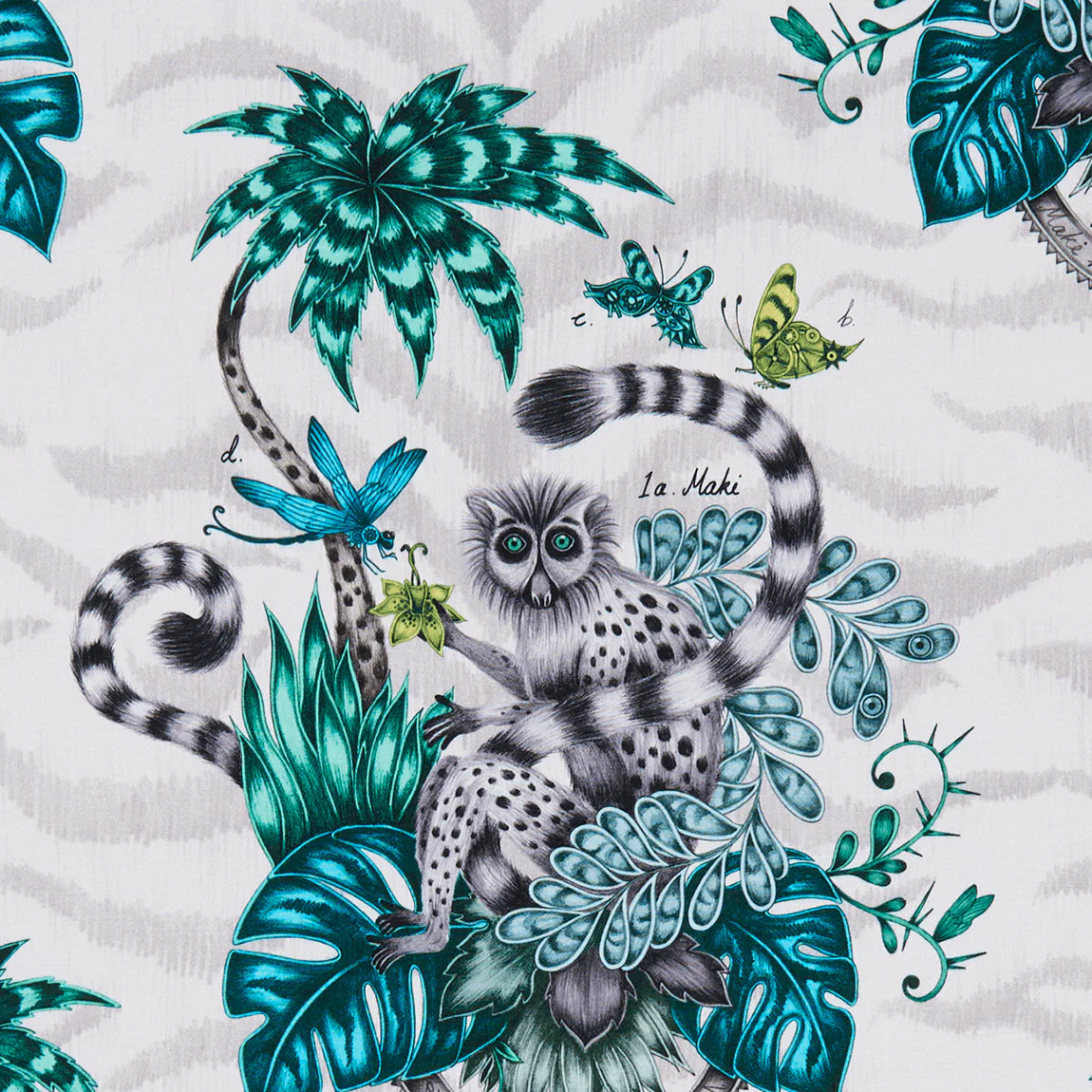 Lemur Cotton Satin Fabric - Teal - Emma J Shipley