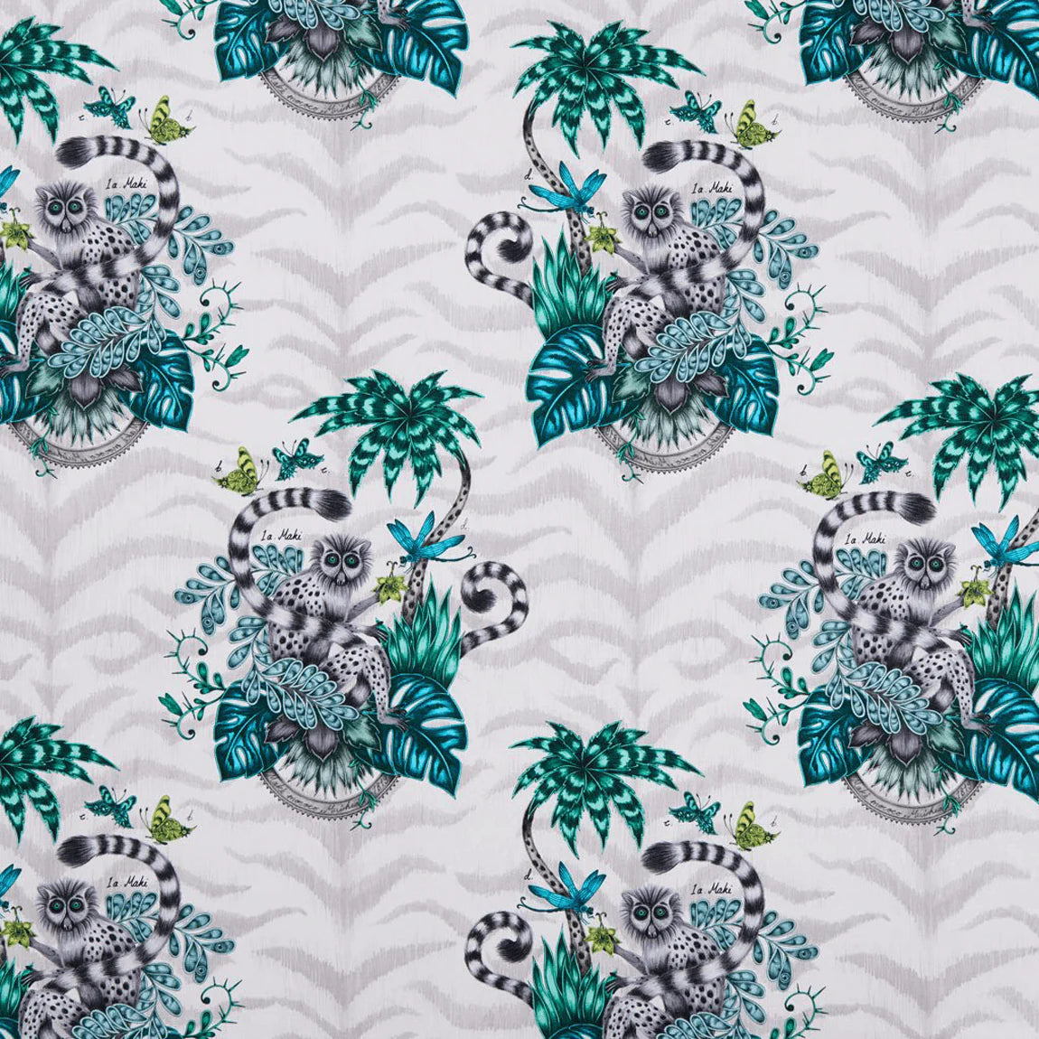 Lemur Cotton Satin Fabric - Teal - Emma J Shipley