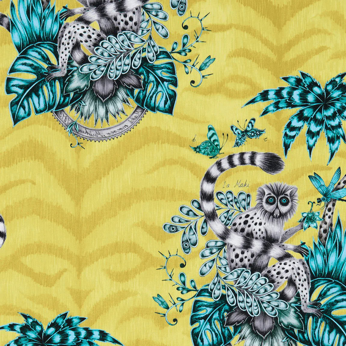 Lemur Cotton Satin Fabric - Yellow - Emma J Shipley
