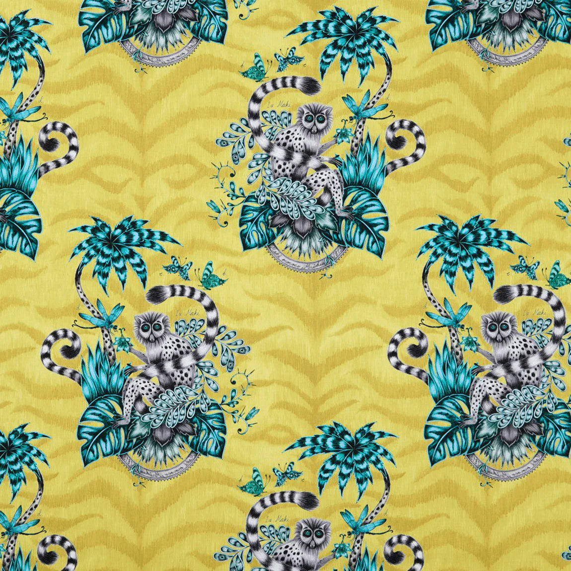 Lemur Cotton Satin Fabric - Yellow - Emma J Shipley