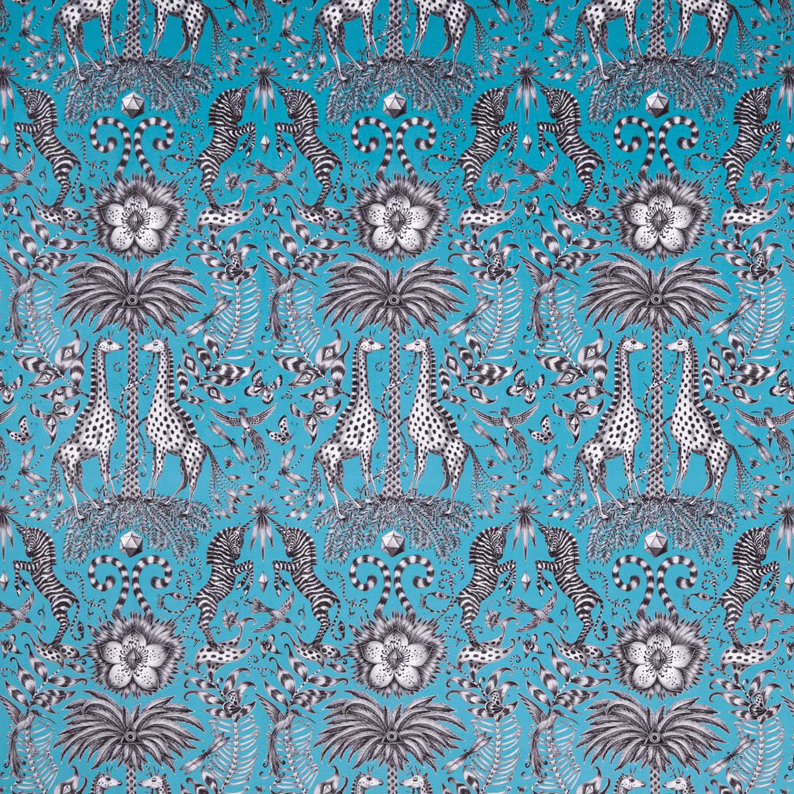 Kruger Velvet Fabric - Teal - Emma J Shipley