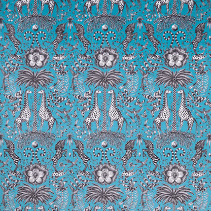 Kruger Velvet Fabric - Teal - Emma J Shipley