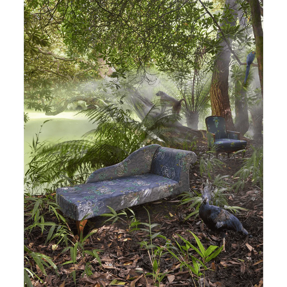 Lemur Velvet Fabric - Blue - Emma J Shipley