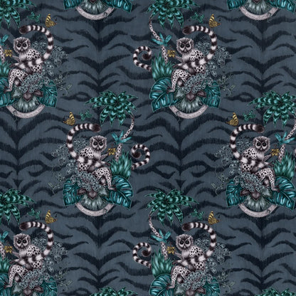 Lemur Velvet Fabric - Blue - Emma J Shipley