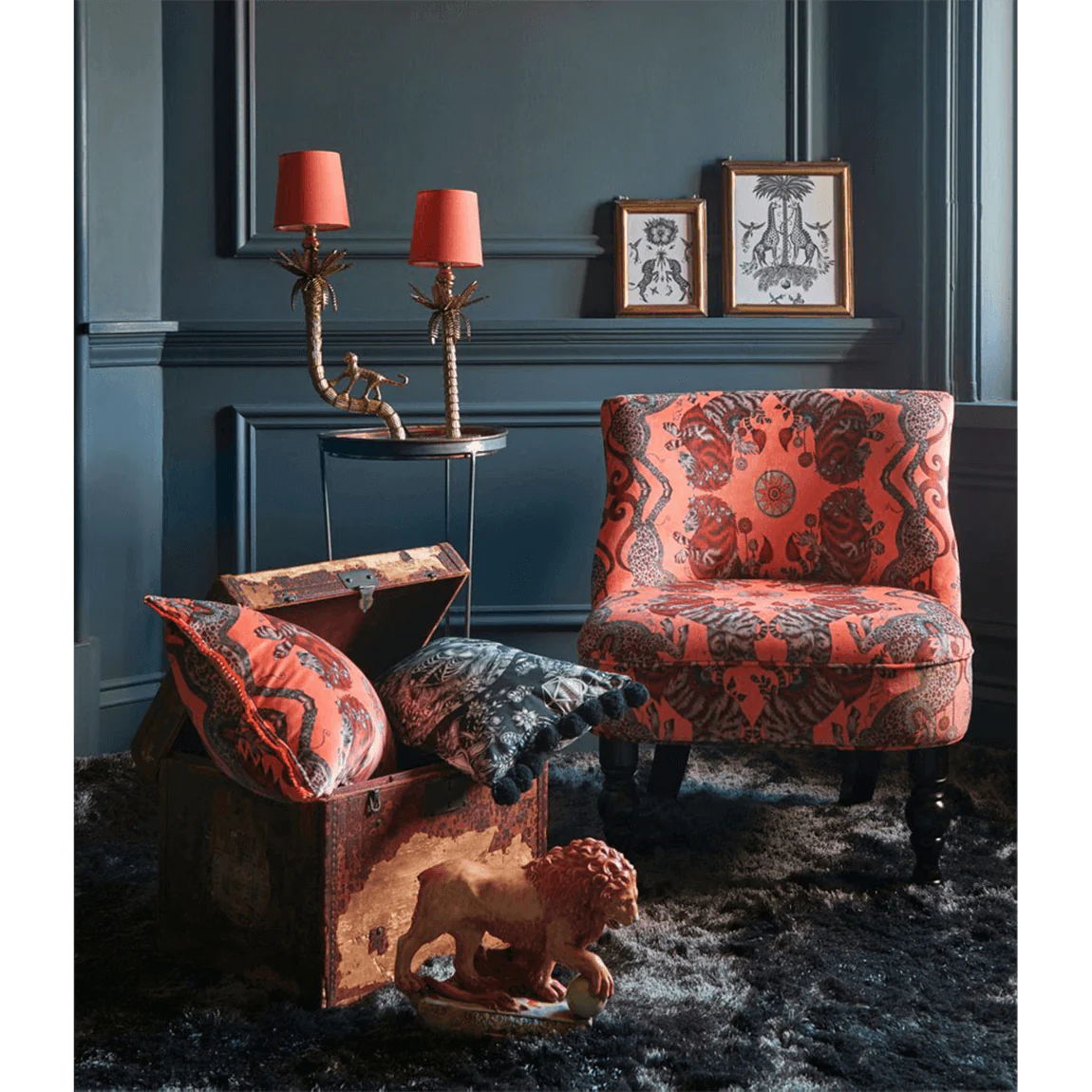 Caspian Velvet Fabric - Orange - Emma J Shipley