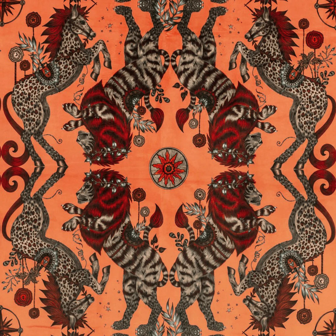 Caspian Velvet Fabric - Orange - Emma J Shipley