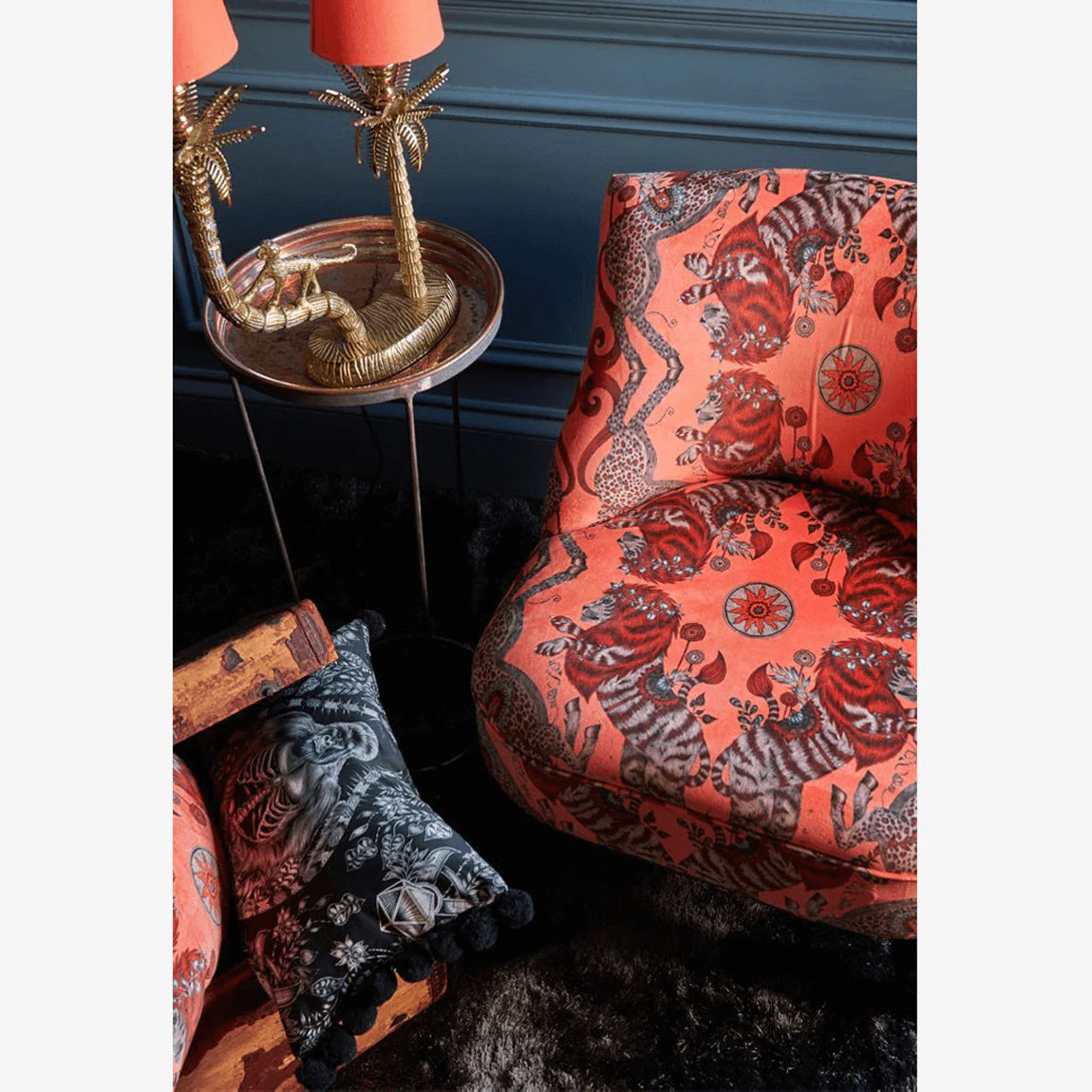 Caspian Velvet Fabric - Orange - Emma J Shipley