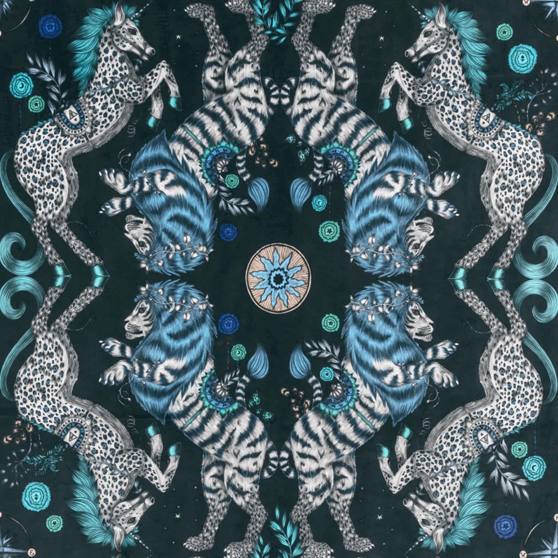 Caspian Velvet Fabric - Teal - Emma J Shipley