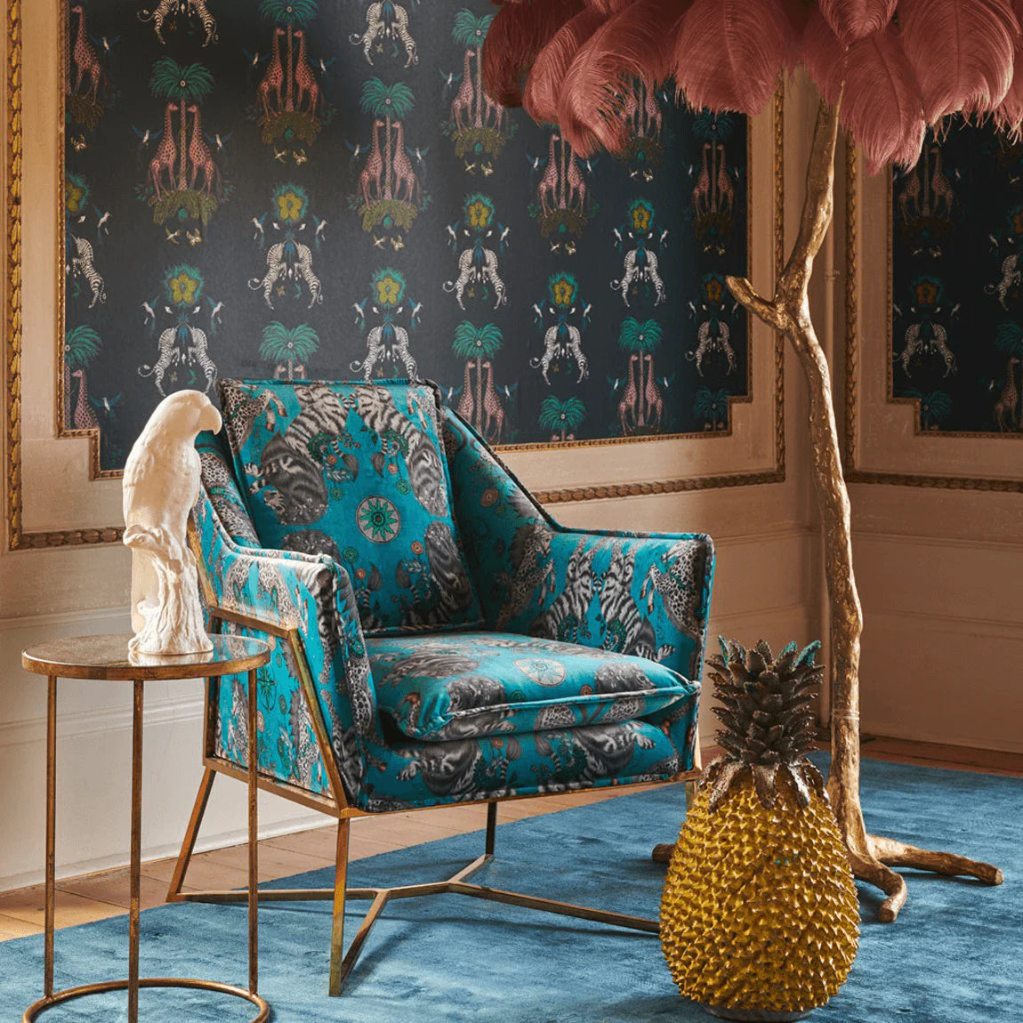 Caspian Velvet Fabric - Blue - Emma J Shipley