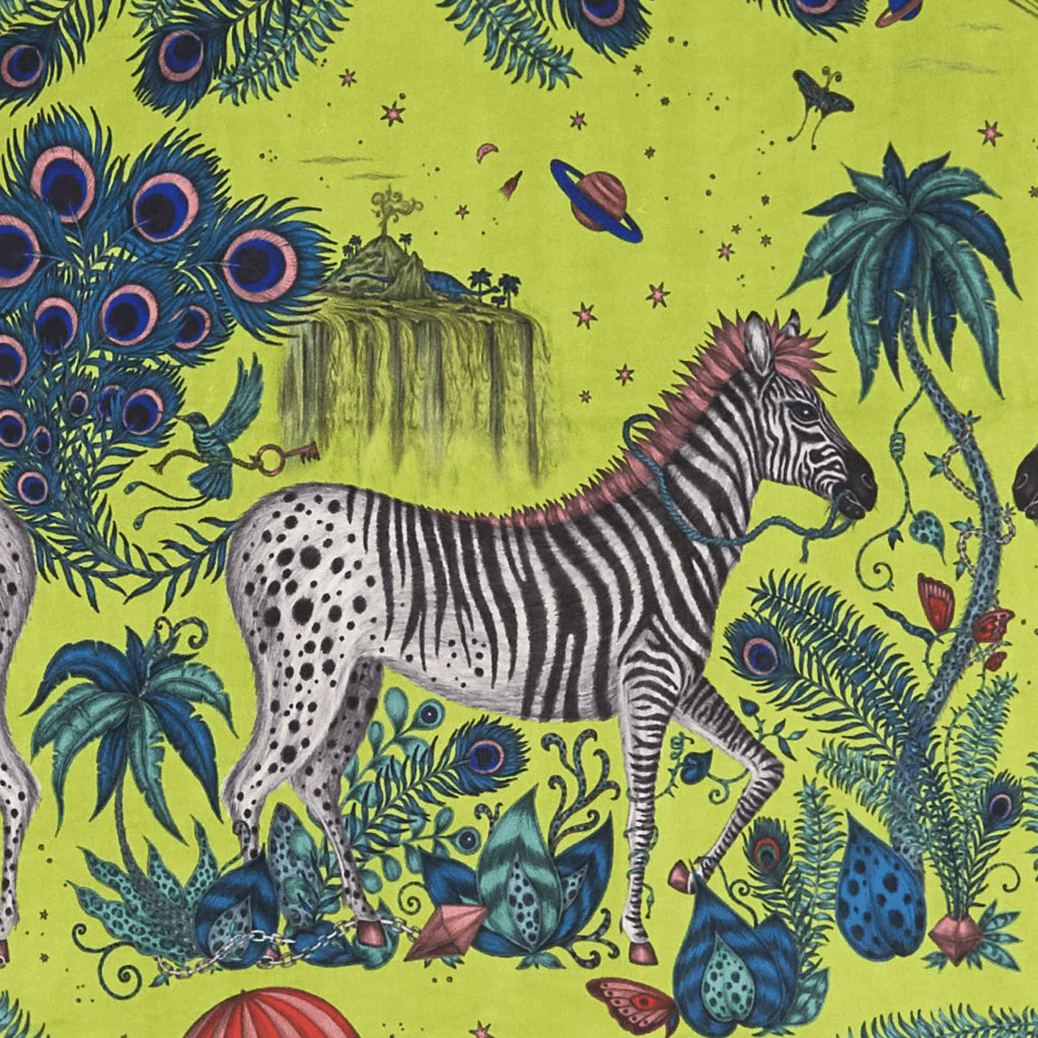 Lost World Velvet Fabric - Green - Emma J Shipley