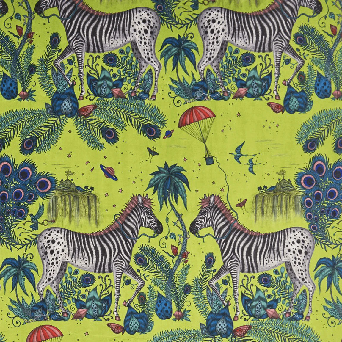 Lost World Velvet Fabric - Green - Emma J Shipley