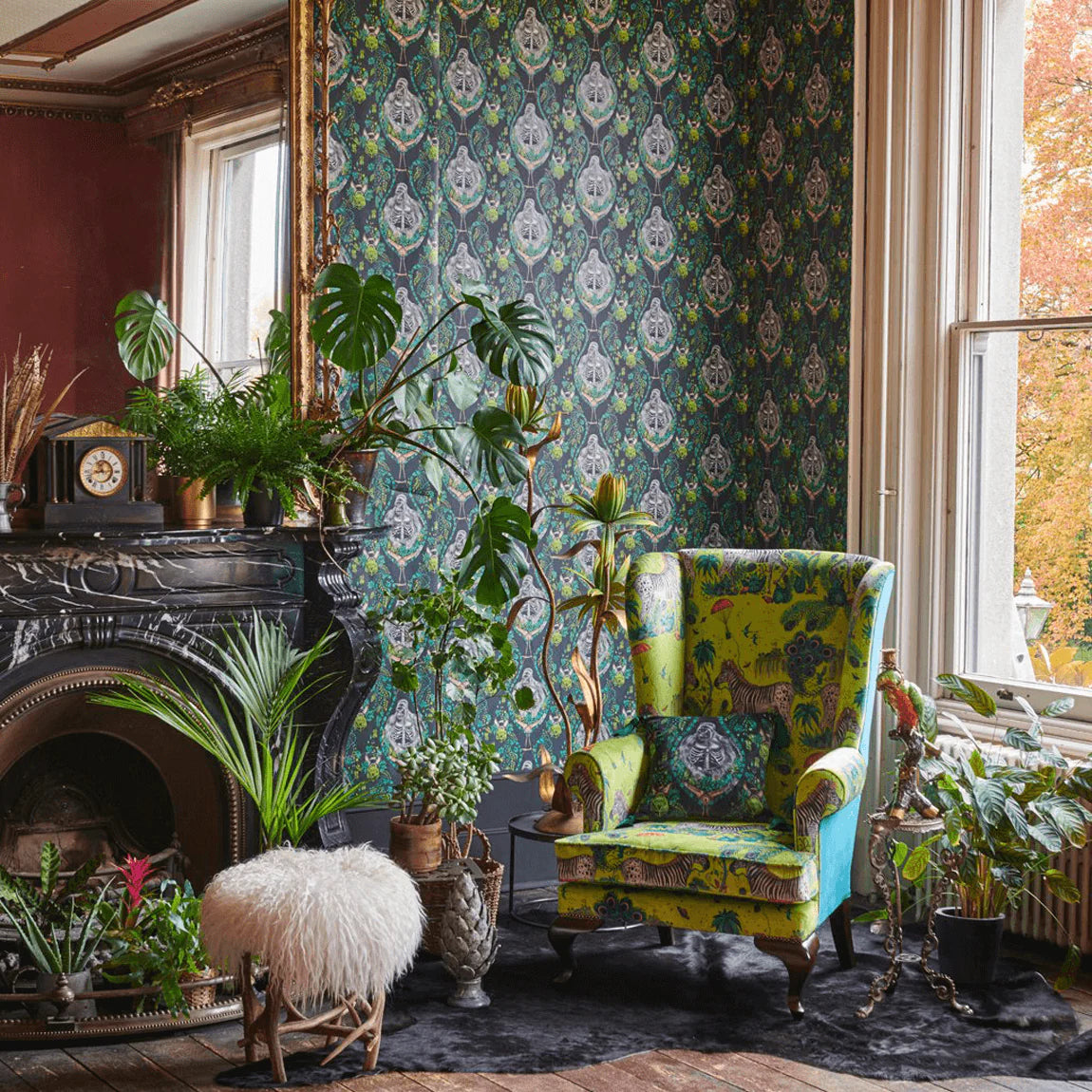 Lost World Velvet Fabric - Green - Emma J Shipley