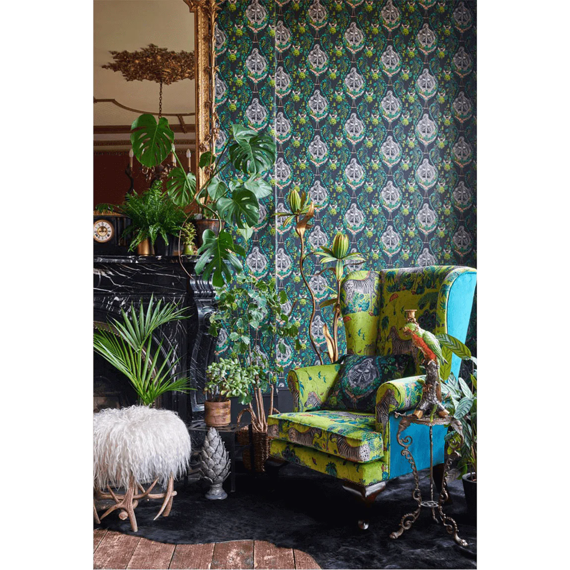 Lost World Velvet Fabric - Green - Emma J Shipley