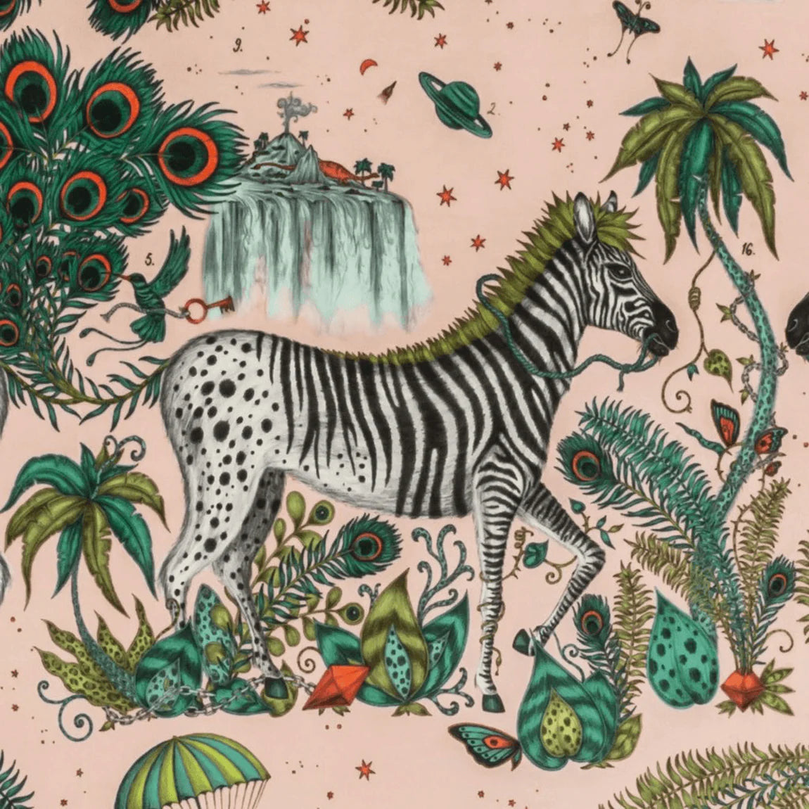 Lost World Velvet Fabric - Pink - Emma J Shipley